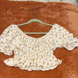 Arizona Jean Company Brown Tan Puff Sleeve Blouse